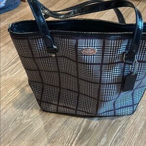 Coach Black and White Plaid Tote